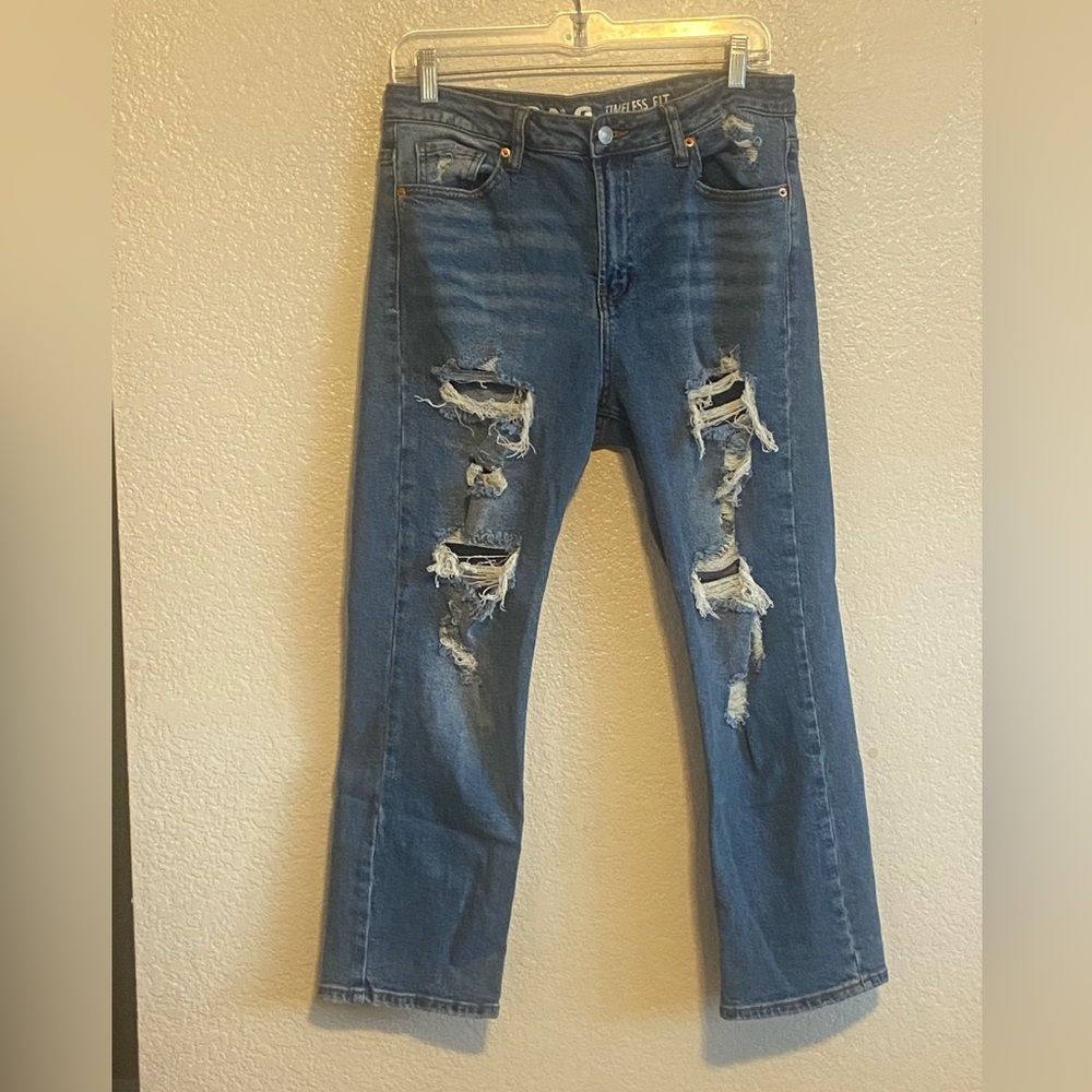 Ripped boyfriend cut jeans